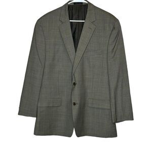 Michael Kors Men Blazer Size 46R Suit Jacket 2 Button Plaid Tan Single Breasted